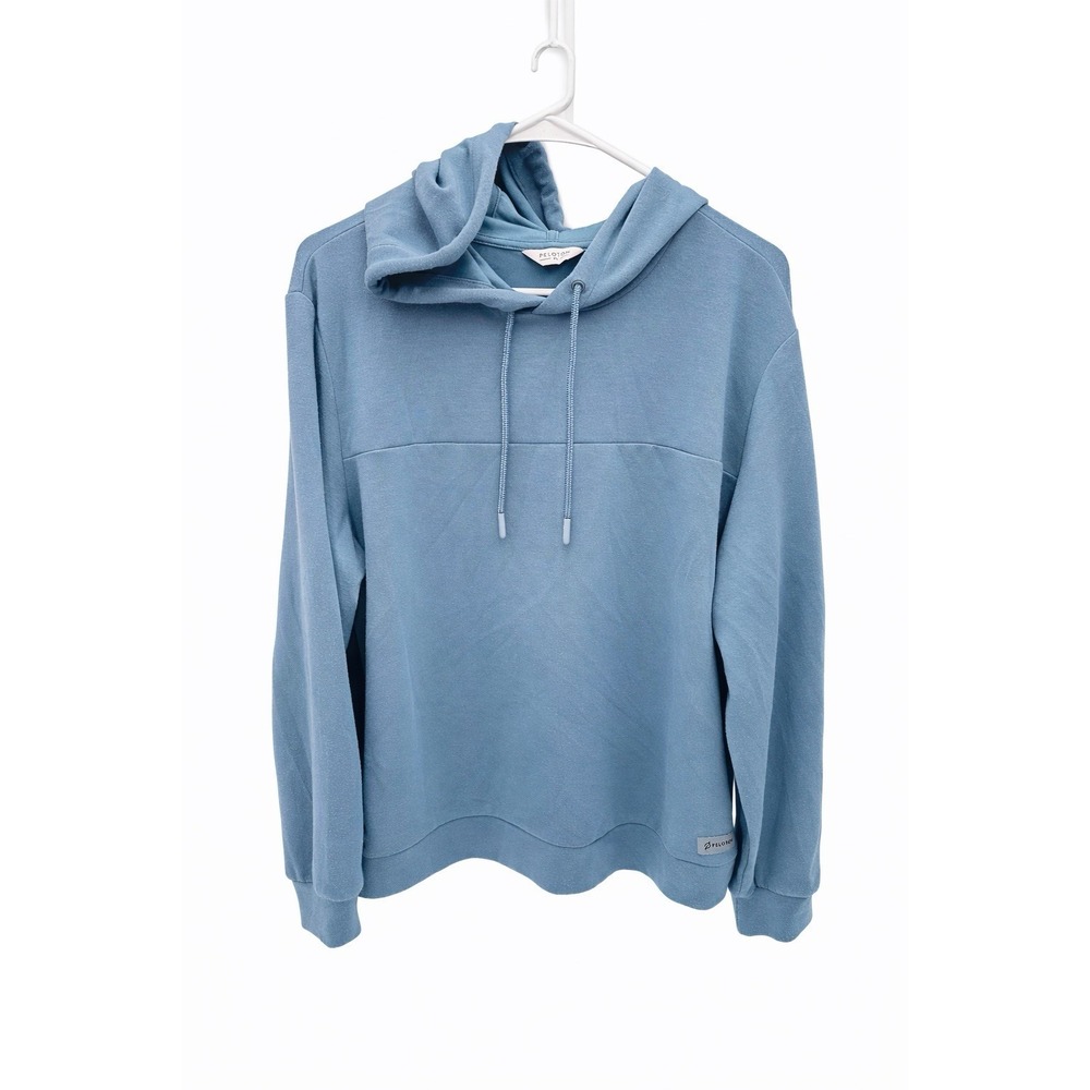 Peloton Satin Paneled Pullover Hoodie‎ XL Blue Modal Blend Athletic Sweatshirt
